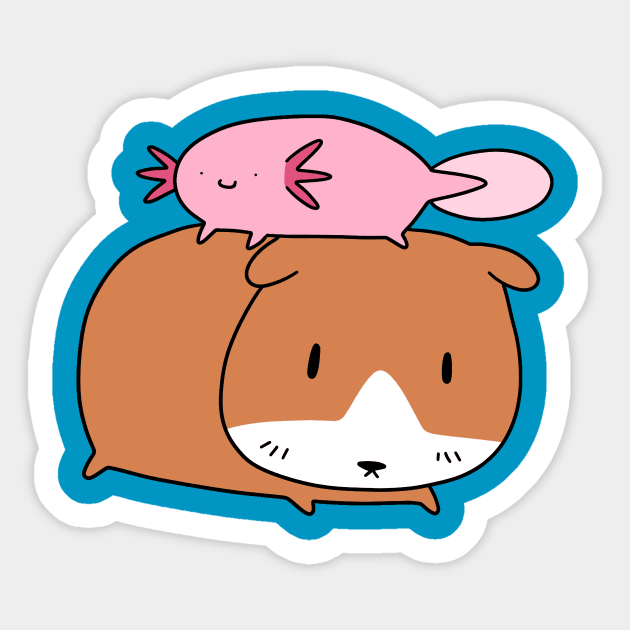 Axolotl and Guinea Pig Sticker by saradaboru